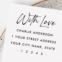 Met liefde elegant script retour adres 	rubberstempel