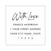Met liefde elegant script retour adres 	rubberstempel (Afrduk)