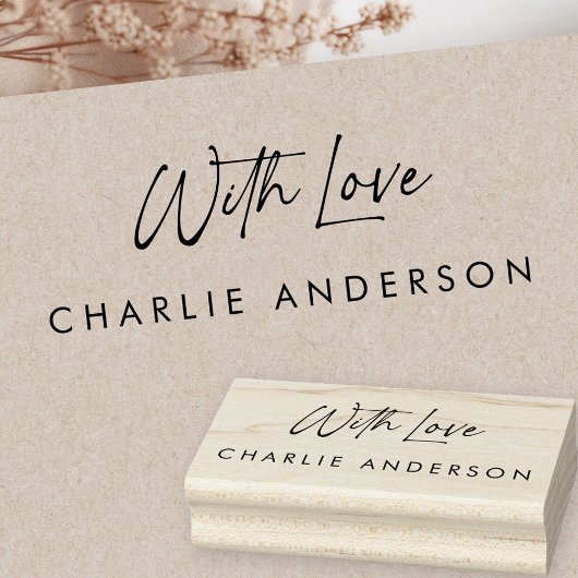 Met liefde elegante script handtekening 	rubberstempel
