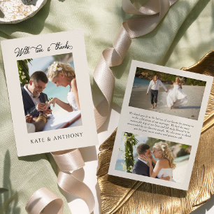 Met Liefde en bedankt 3x Bruiloft Foto Neutraal