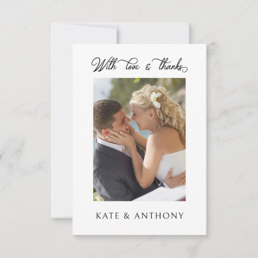 Met Liefde en bedankt 3x Trouwfoto Elegant (Voorkant)
