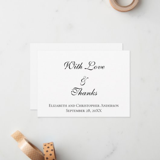 Met liefde en Bedankt bruiloft Dank je wel Kaart Notitiekaartje (Voorkant / Achterkant in situ)