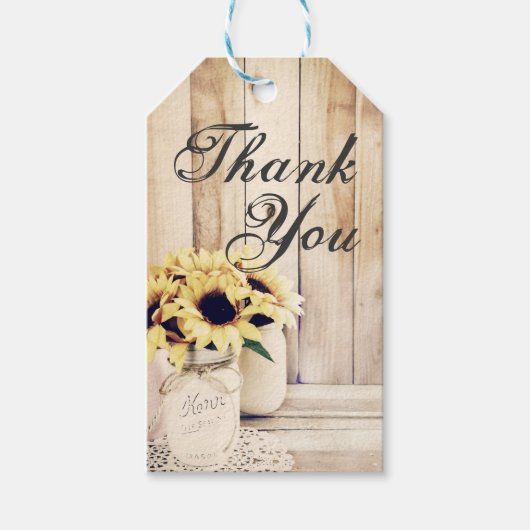 Met Liefde en Bedankt Mason Jar Wedding Dank u Cadeaulabel (Voorkant)