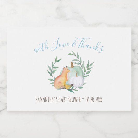 Met liefde en Bedankt White Pumpkin & Fox Sparkling Wijnetiket (Enkel label)