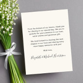 Met liefde en dankbaarheid Photo Cream bruiloft Bedankkaart