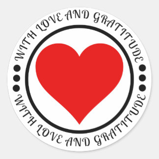 Met liefde en dankbaarheid ronde sticker