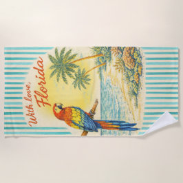 Met Liefde Florida Papegaai Strand Handdoek