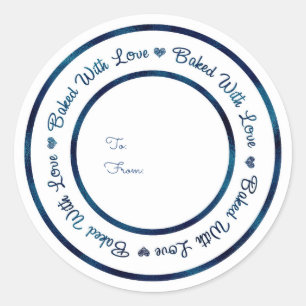 Met Liefde Gebakken Behandel Blauwe Glans Moderne Ronde Sticker