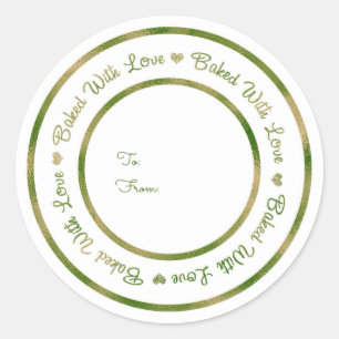 Met Liefde Gebakken Behandel Groene Glans Moderne Ronde Sticker