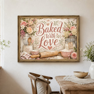 Met Liefde Gebakken Boerderij Keuken Muur Kunst  Poster