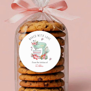 Met liefde gebakken cake mixer aquarel  ronde sticker