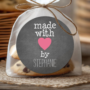 Met liefde gemaakt door jou - warm roze en krijt ronde sticker