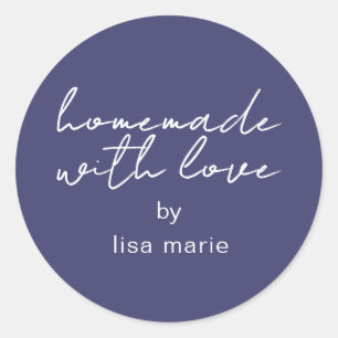 Met Liefde Gemaakt Persoonlijk Geschenk in Navybla Ronde Sticker