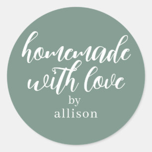 Met liefde gemaakt Persoonlijk geschenk in stoffig Ronde Sticker