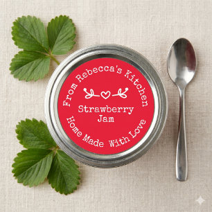 Met Liefde Gemaakt Rood Aardbeienjam Inmaken Ronde Sticker