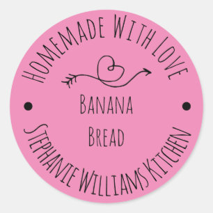 Met Liefde Gemaakt Roze Hart Gebakken Waren Ronde Sticker