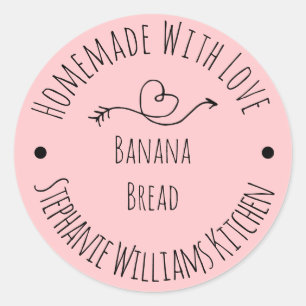 Met Liefde Gemaakt Roze Hart Gebakken Waren Ronde Sticker