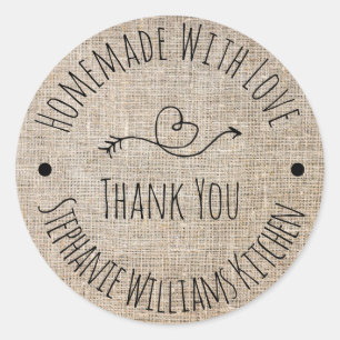 Met Liefde Gemaakt Rustieke Jute Bedankt Ronde Sticker