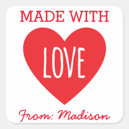 Met liefde gemaakt vierkante sticker