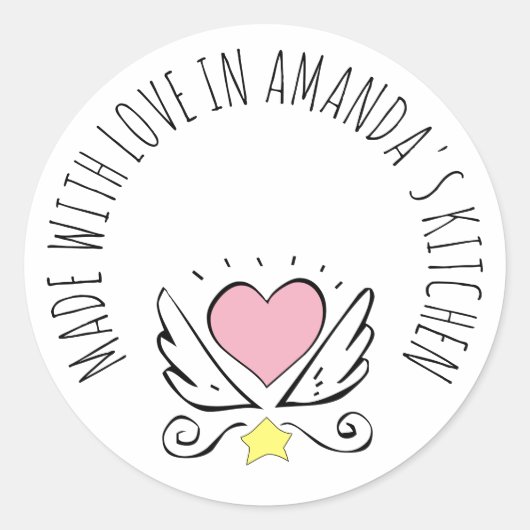 Met Liefde Gemaakt Voedsetlabel Sticker Roze Hart (Voorkant)