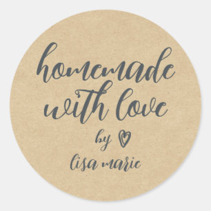 Met liefde gemaakte gepersonaliseerde kraft papier ronde sticker