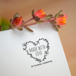 Met Liefde Gemaakte Handgetekende Bloemhartkrans Rubberstempel
