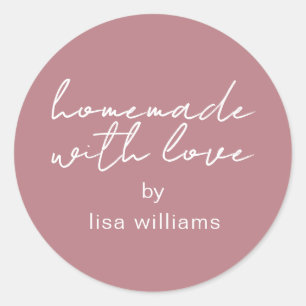 Met Liefde Gemaakte Persoonlijke Dusty Rose Cadeau Ronde Sticker