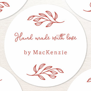 Met Liefde Handgemaakt Botanisch Blad Ronde Sticker