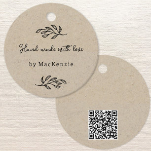Met liefde handgemaakte QR-code bruine prijs Hang Bedankjes Labels