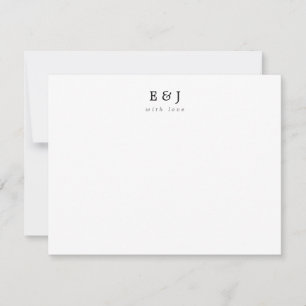 Met liefde monogram koppel initials gepersonalisee notitiekaartje