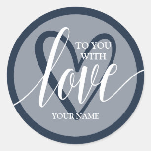 Met Liefde Navy Blauw Ronde Sticker