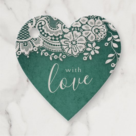 Met liefde smaragd elegant  kant bedankjes labels (Voorkant)