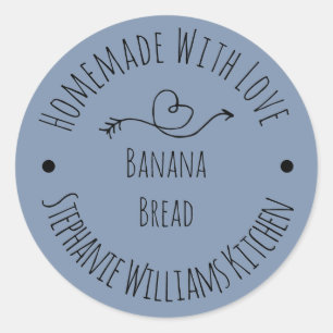 Met Liefde Thuisgemaakt Stofblauw Gebakken Prod Ronde Sticker