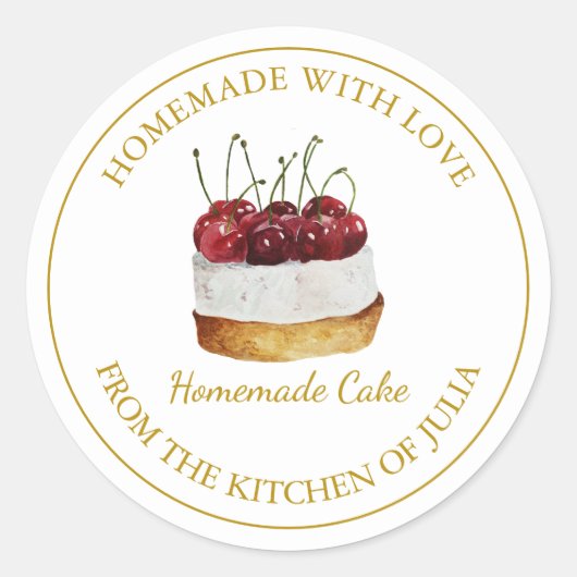 Met liefde thuisgemaakte Cake Label | Wit (Voorkant)