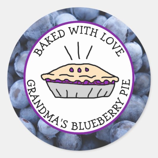 Met liefde uitgelekt, oma's Blueberry Pie Labels (Voorkant)