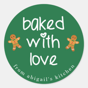 Met liefde uitgelekt, ontbijtkoek voor kerstmannen ronde sticker