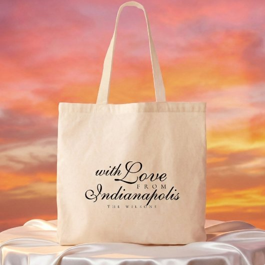 Met liefde van het trouwcadeaustation tote bag