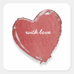 met liefde vierkante sticker