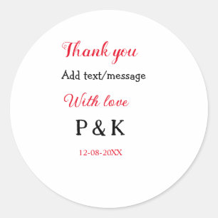 Met liefde voeg koppel naam letter toe dank je voe ronde sticker