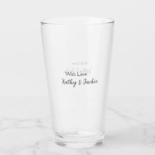 Met liefde voeg paar naam bruiloft eenvoudig minim glas