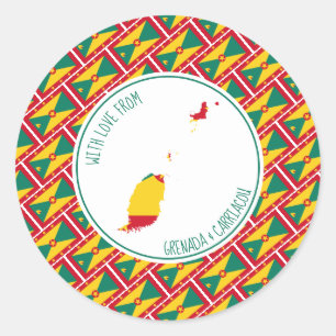Met liefde voor de vlag van GRENADA CARRIACOU Ronde Sticker