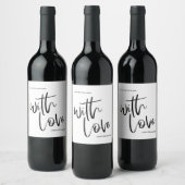Met Liefde Zwart-Wit Script Trouwlabels Wijn Etiket (Flessen)