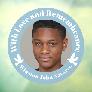 Met liefdesblauw twee witte duves foto-herinnering raamsticker