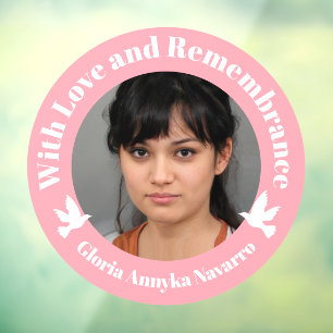 Met liefdesroze twee witte duiven foto-herinnering raamsticker