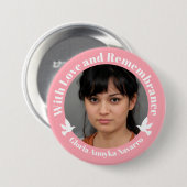 Met liefdesroze twee witte duves foto-herinnering ronde button 7,6 cm (Voorkant /achterkant)