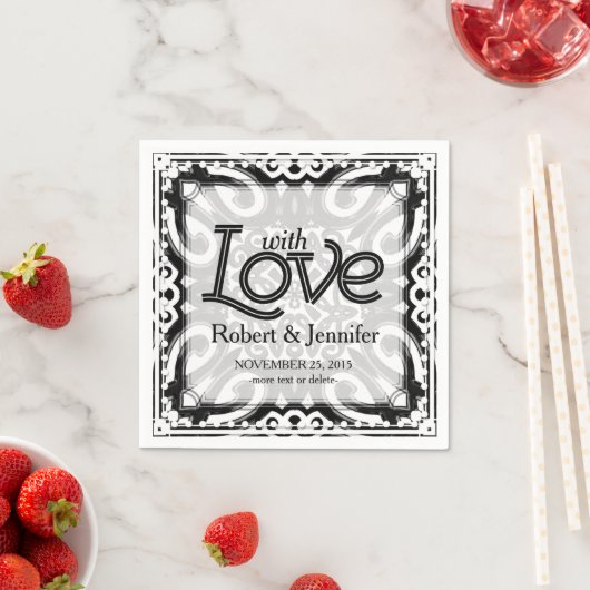 Met Love Black White Decorative Paper Napkins Servet (Insitu)