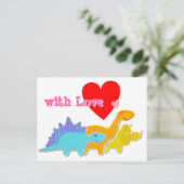 met Love Heart Cute Dinosaurs Briefkaart (Staand voorkant)
