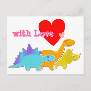met Love Heart Cute Dinosaurs Briefkaart