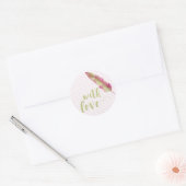 Met Love, Sage Script Typography Striped Sticker (Envelop)
