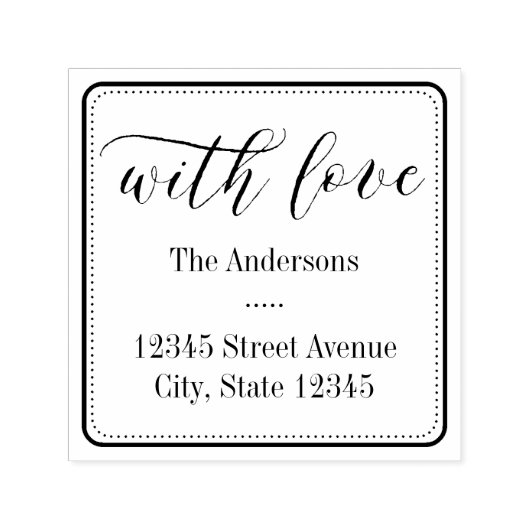 Met Love Square gepersonaliseerde rubberen stempel (Design)